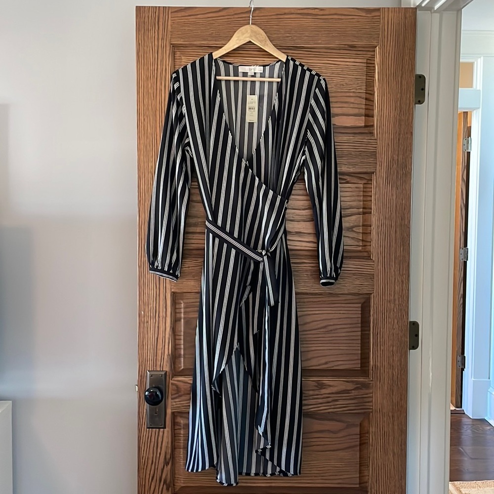 Loft LP striped wrap shift dress